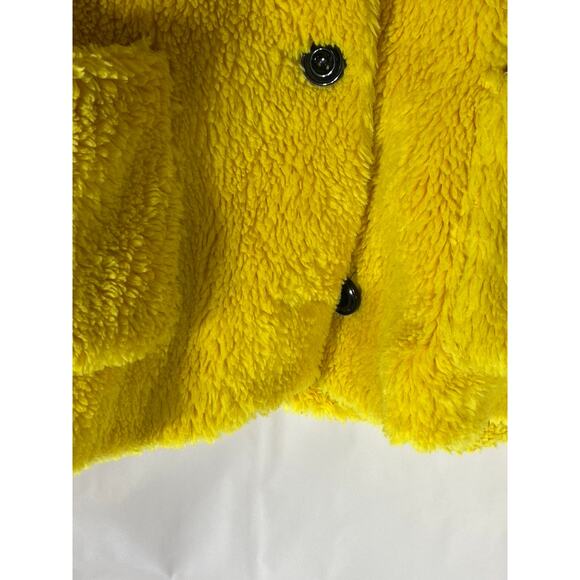 TOPSHOP Women’s Yellow Button-Up Oversized Teddy Jacket SZ 8 - Picture 5 of 11